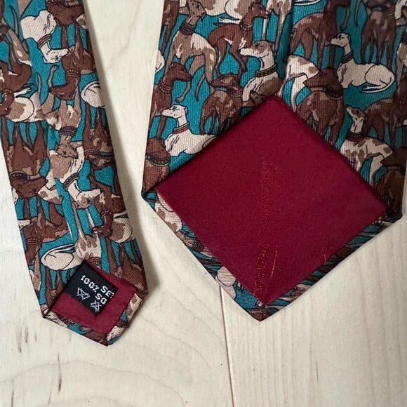 Salvatore Ferragamo Silk Tie – Whippet/Greyhound Print, Made in Italy - Picture 4 of 8